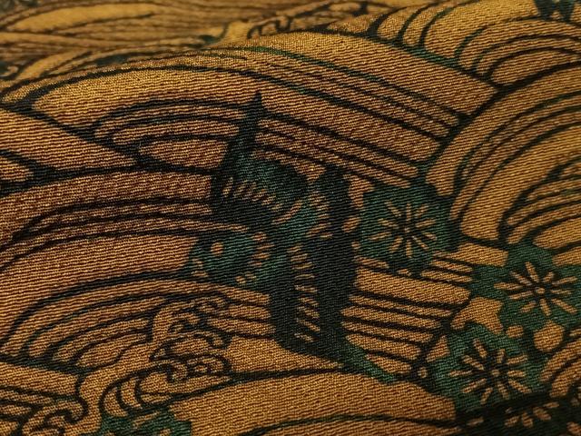 平和屋着物●訪問着　型染め　横段花鳥文　正絹　逸品　AABB0114zg