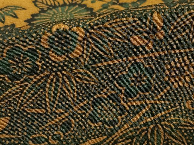 平和屋着物●訪問着　型染め　横段花鳥文　正絹　逸品　AABB0114zg