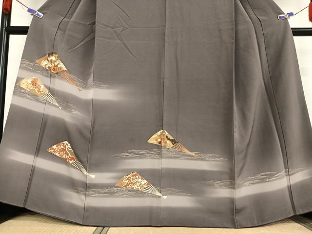 平和屋着物●豪華色留袖　駒刺繍　扇面花文　暈し染め　金彩　正絹　逸品　AABB0127zg