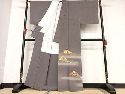 平和屋着物●豪華色留袖　駒刺繍　扇面花文　暈し染め　金彩　正絹　逸品　AABB0127zg