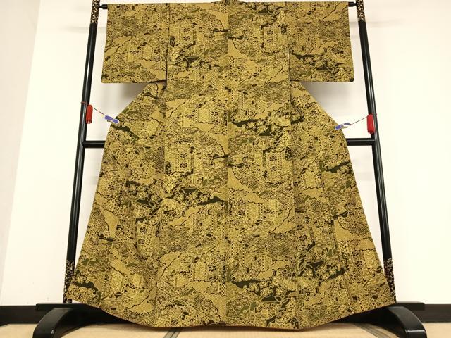 平和屋着物●上質な小紋 雲重ね花鳥文 正絹 逸品 AABB0129zg