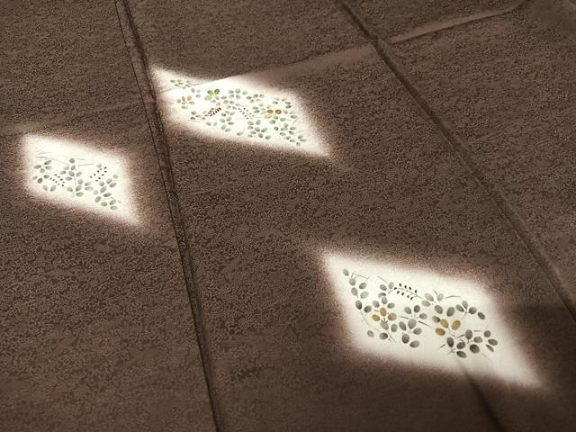 平和屋着物●訪問着 刺繍 枝葉文 暈し染め 正絹 逸品 AABB0133zg