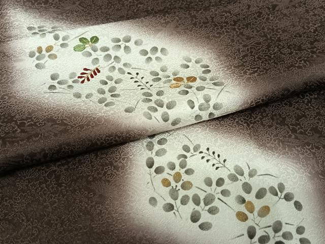 平和屋着物●訪問着 刺繍 枝葉文 暈し染め 正絹 逸品 AABB0133zg