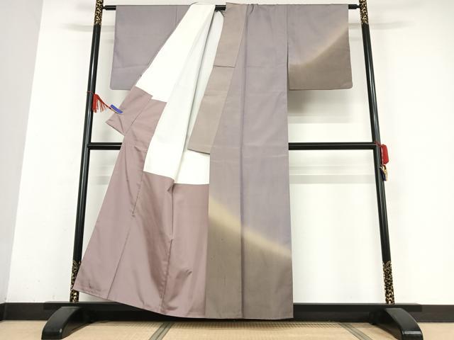 平和屋着物●上質な紬　霞文　暈し染め　正絹　逸品　AABB0138zg
