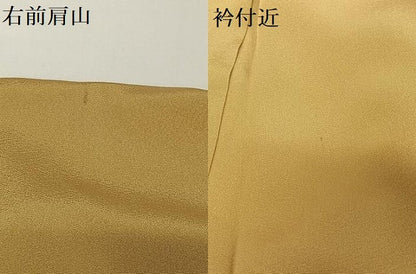 平和屋着物●本加賀友禅作家　柿本市郎　訪問着　枝梅文　黄土色地　正絹　逸品　AABB0144zg