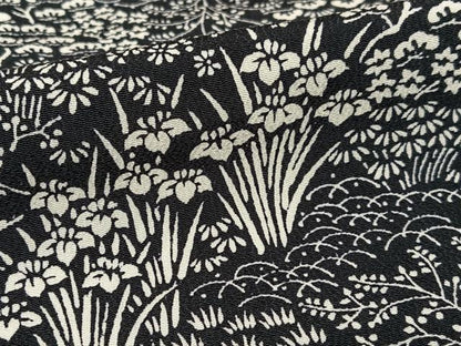 平和屋着物●上質な小紋　松竹梅花文　黒地　正絹　逸品　AABB0150zg