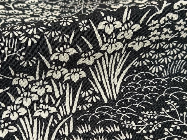 平和屋着物●上質な小紋　松竹梅花文　黒地　正絹　逸品　AABB0150zg