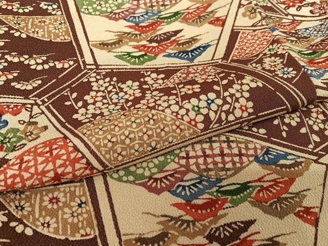 平和屋着物●上質な小紋 型染め 笹梅花文 正絹 逸品 AABB0151zg