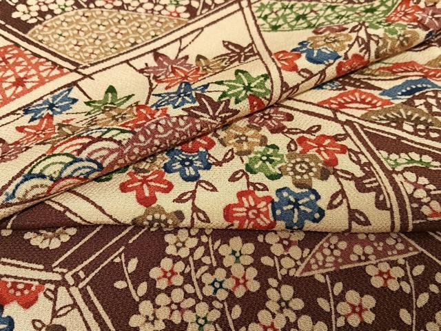 平和屋着物●上質な小紋 型染め 笹梅花文 正絹 逸品 AABB0151zg