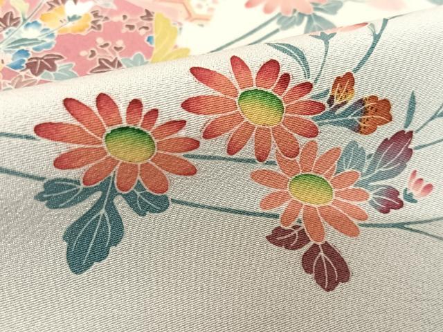 平和屋着物●訪問着 友禅 作家物 枝花に休み鳥 童子 正絹 逸品 AABB0152zg