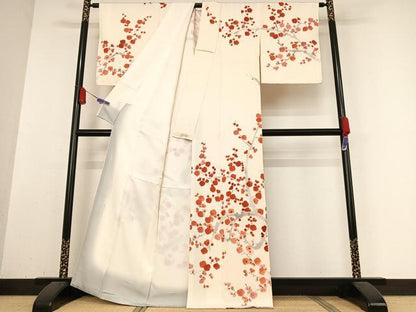 平和屋着物●訪問着　作家物　手描き　枝梅文　正絹　逸品　AABB0153zg
