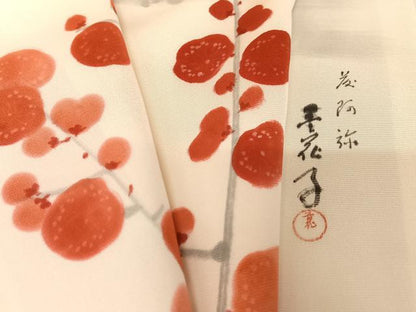 平和屋着物●訪問着　作家物　手描き　枝梅文　正絹　逸品　AABB0153zg