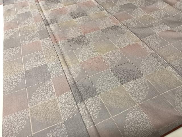 平和屋着物●お召 市松花文 正絹 逸品 AABB0158zg