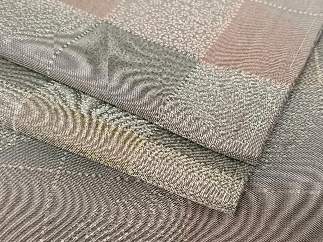 平和屋着物●お召 市松花文 正絹 逸品 AABB0158zg