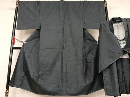 平和屋着物●男性 紬 アンサンブル 亀甲文様 正絹 逸品 未使用 AABB0162zg