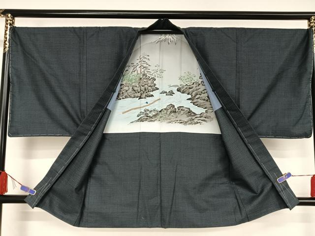 平和屋着物●男性 紬 アンサンブル 亀甲文様 正絹 逸品 未使用 AABB0162zg