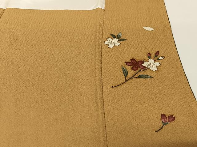 平和屋着物●訪問着 双鳥花蝶文 本苔染 正絹 逸品 AABB0171zg