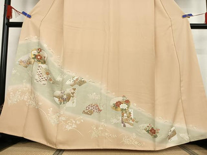 平和屋着物●訪問着　駒刺繍　立波地紙花文　暈し染め　金彩　正絹　逸品　AABB0179zg