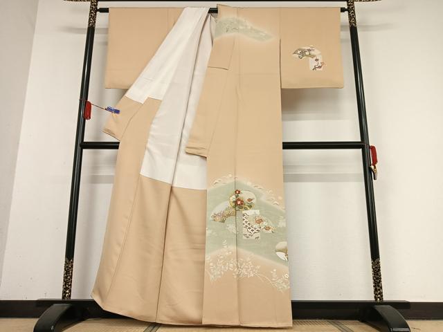 平和屋着物●訪問着　駒刺繍　立波地紙花文　暈し染め　金彩　正絹　逸品　AABB0179zg