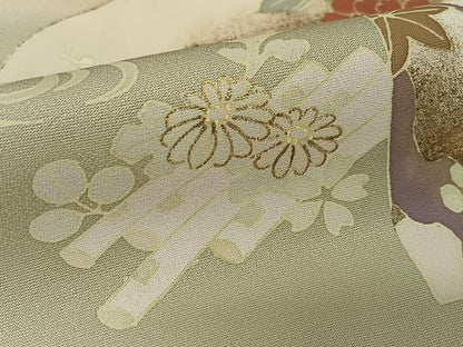 平和屋着物●訪問着　駒刺繍　立波地紙花文　暈し染め　金彩　正絹　逸品　AABB0179zg