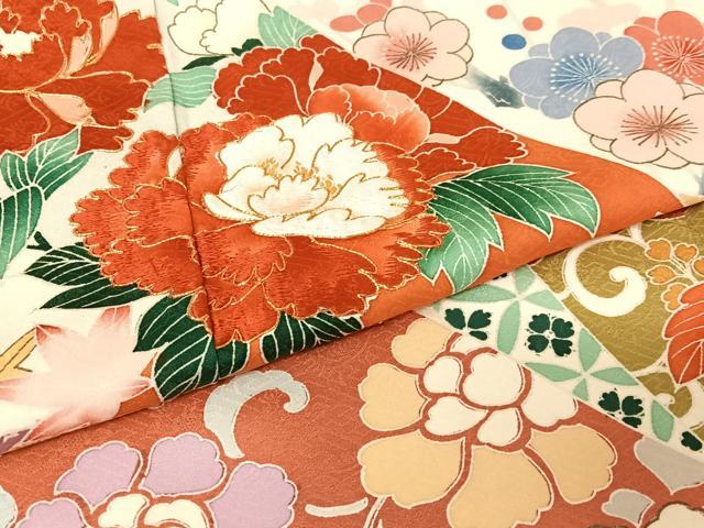 平和屋着物●豪華振袖　駒刺繍　草花文　金彩　正絹　逸品　AABB0184zg
