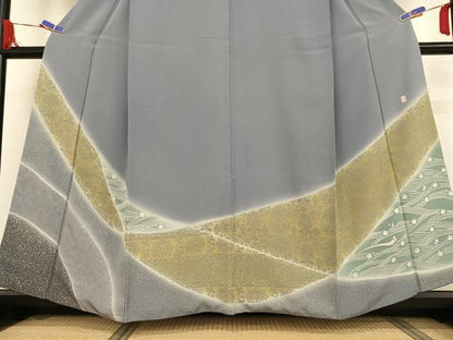 平和屋着物●訪問着　作家物　双鳥花文　暈し染め　正絹　逸品　AABB0192zg
