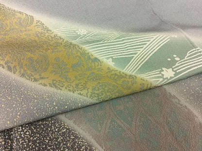 平和屋着物●訪問着　作家物　双鳥花文　暈し染め　正絹　逸品　AABB0192zg