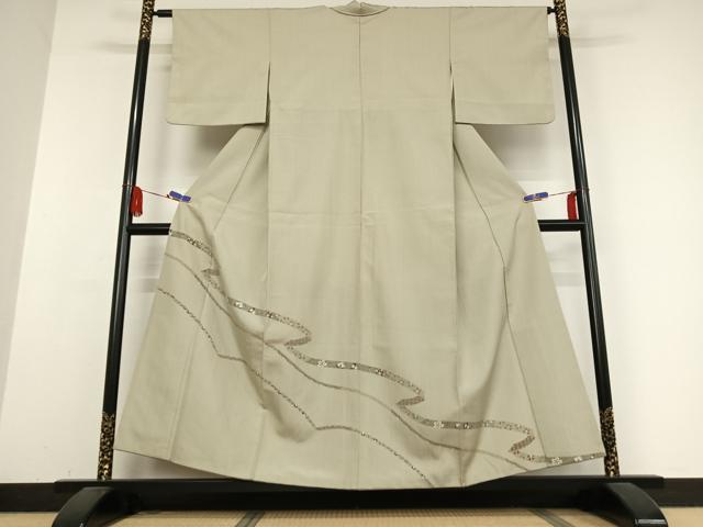 平和屋着物●訪問着 紬地 蔓帯花唐草文 正絹 逸品 AABB0194zg