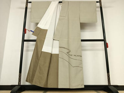 平和屋着物●訪問着 紬地 蔓帯花唐草文 正絹 逸品 AABB0194zg