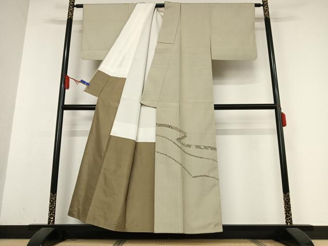 平和屋着物●訪問着 紬地 蔓帯花唐草文 正絹 逸品 AABB0194zg