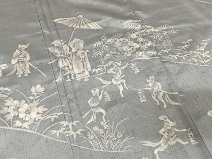 平和屋着物●訪問着 紬地 手描き ろうけつ染め 狐の嫁入り 正絹 逸品 AABB0207zg