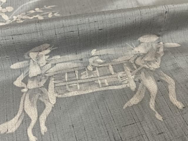 平和屋着物●訪問着 紬地 手描き ろうけつ染め 狐の嫁入り 正絹 逸品 AABB0207zg