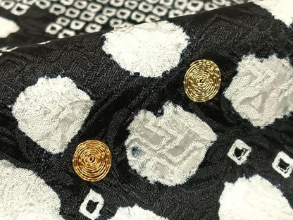 平和屋着物●訪問着 駒刺繍 絞り 舞花文 黒地 さが美扱い ロング丈 正絹 逸品 未使用 AABB0214zg
