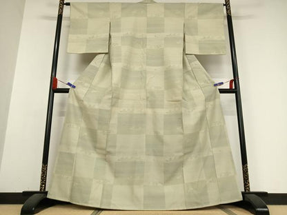 平和屋着物●塩沢紬 90亀甲 横段花文 正絹 逸品 AABB0227zg