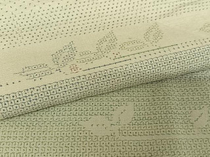 平和屋着物●塩沢紬 90亀甲 横段花文 正絹 逸品 AABB0227zg