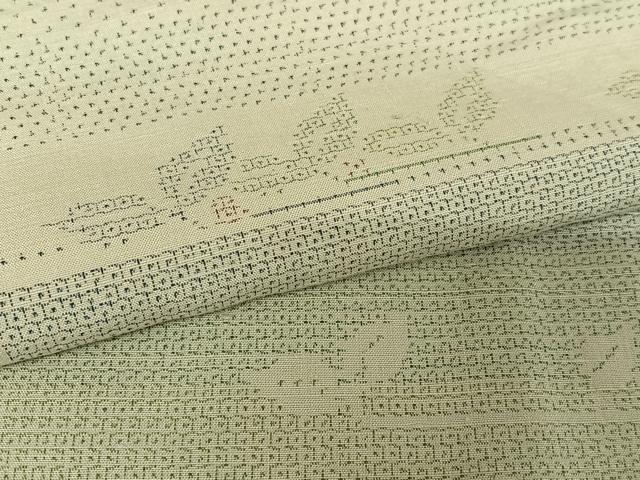 平和屋着物●塩沢紬 90亀甲 横段花文 正絹 逸品 AABB0227zg