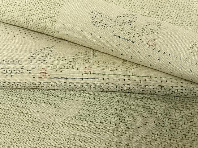 平和屋着物●塩沢紬 90亀甲 横段花文 正絹 逸品 AABB0227zg