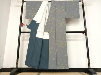 平和屋着物●世界的人形師 辻村寿三郎 ジュサブロー 小紋 舞梅文 正絹 逸品 AABB0268zg