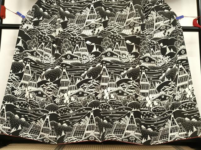 平和屋着物●訪問着　型染め　風景文　正絹　逸品　AABB0277zg
