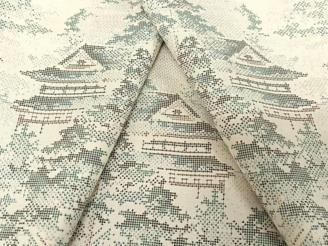 平和屋着物●本場大島紬　白大島　カタス7マルキ　樹林風景文　正絹　逸品　AABB0320zg
