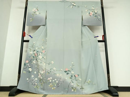 平和屋着物●訪問着 友禅 作家物 枝花文 暈し染め 正絹 逸品 AABB0324zg