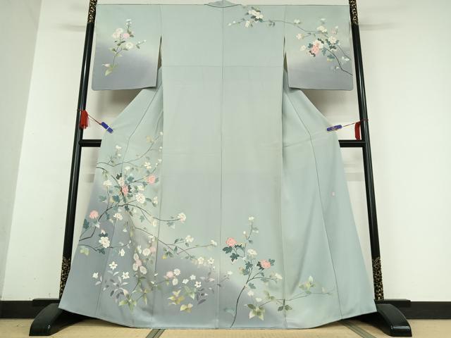 平和屋着物●訪問着 友禅 作家物 枝花文 暈し染め 正絹 逸品 AABB0324zg