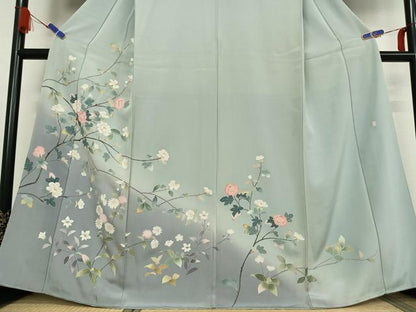 平和屋着物●訪問着 友禅 作家物 枝花文 暈し染め 正絹 逸品 AABB0324zg