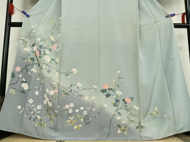 平和屋着物●訪問着 友禅 作家物 枝花文 暈し染め 正絹 逸品 AABB0324zg