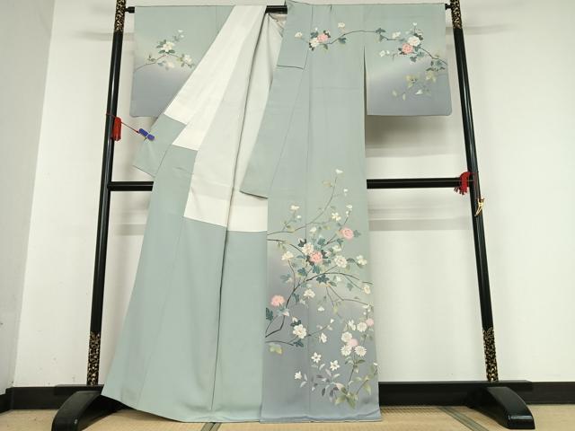 平和屋着物●訪問着 友禅 作家物 枝花文 暈し染め 正絹 逸品 AABB0324zg