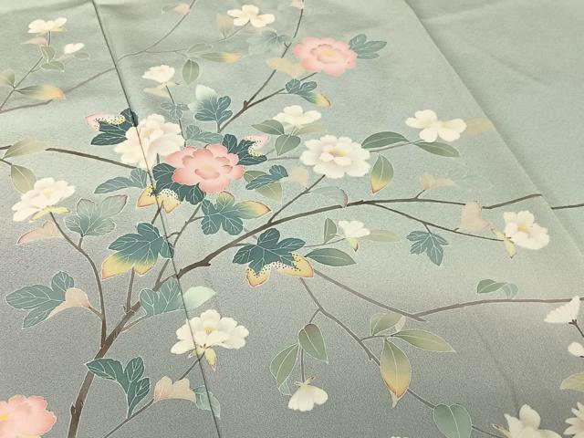 平和屋着物●訪問着 友禅 作家物 枝花文 暈し染め 正絹 逸品 AABB0324zg