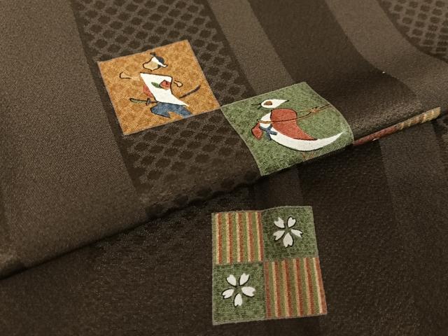 平和屋着物●上質な小紋 日本昔話 桃太郎 正絹 逸品 AABB0337zg