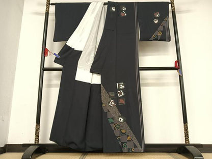 平和屋着物●訪問着　色紙文　正絹　逸品　AABB0338zg