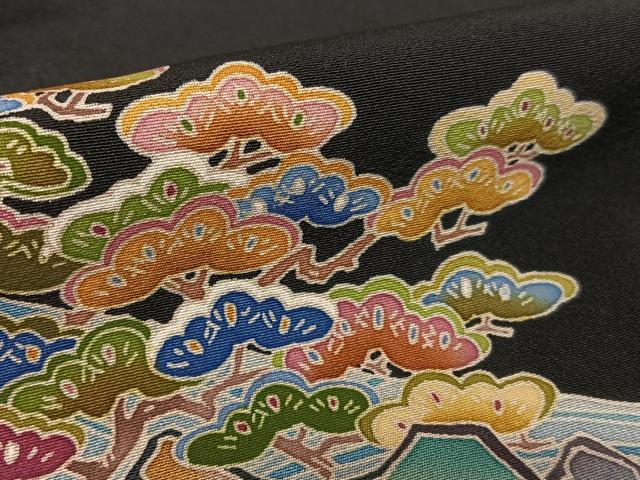 平和屋着物●黒田勲　黒留袖　立波飛鶴松文　三越扱い　正絹　逸品　AABB0341zg