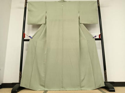 平和屋着物●上質な色無地　山葵色　正絹　逸品　AABB0345zg